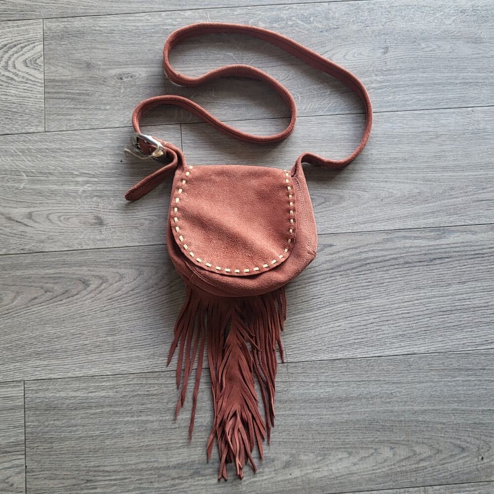 Vtg AL STOHLMAN Brand Small Suede Crossbody Bag 7x8 Handmade Western Artisan